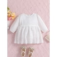 thumbnail image 3 of Baby Girls Romper Dress, Long Sleeve Crew Neck Patchwork Bodysuit Clothes for Daily Party, 3 of 10
