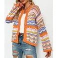thumbnail image 5 of HLSOHJP Women's Rainbow Knitted Cardigan Sweater Long Sleeve Multicolor Striped Sweater Jumpers Open Front Jacket, 5 of 7