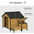thumbnail image 3 of PawHut Wooden Outdoor Dog House, Cabin-Style Pet House with Feeding Bowls, Asphalt Roof, Storage Box for Dogs Up To 66 Lbs., Natural, 3 of 9