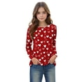 thumbnail image 2 of Edvintorg Girls Shirts Size 3-14 Cute Valentine's Day Heart Printing Pullover Tops Spring Holiday Crewneck Long Sleeve Dressy Casual Blouses, 2 of 7