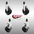 thumbnail image 2 of 5 Inch 316SS Soft Rubber Swivel 1-1/2 Inch Expanding Stem Caster Set 2 Brake SCC, 2 of 2