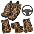 thumbnail image 2 of HUIACONG Automotive Floor Mats with Vehicle Steering Wheel Cover Anti-Slip Pad Driver Seat, Sunflowers Highland Cow Passenger Seat and Rear Car Seat Covers Removable Car Accessories Decoration, 2 of 8