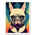 thumbnail image 1 of French Bulldog Portrait Geometric Pastel Modern Illustration Art Print Framed Poster Wall Decor 12x16 inch, 1 of 5