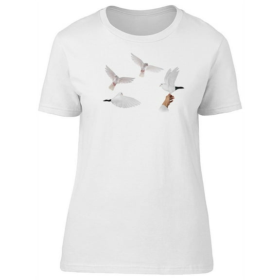 Flying White Doves  T-Shirt Women -Image by Shutterstock, Female Small