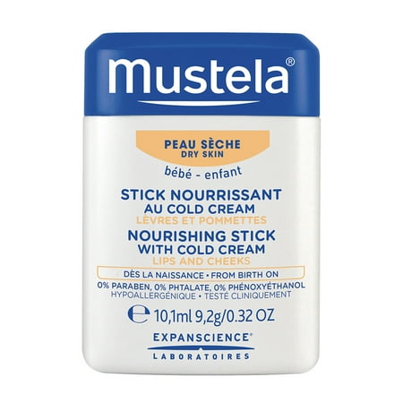Mustela Baby Nourishing Stick with Cold Cream, Lip Balm with Natural Avocado Perseose, 0.32