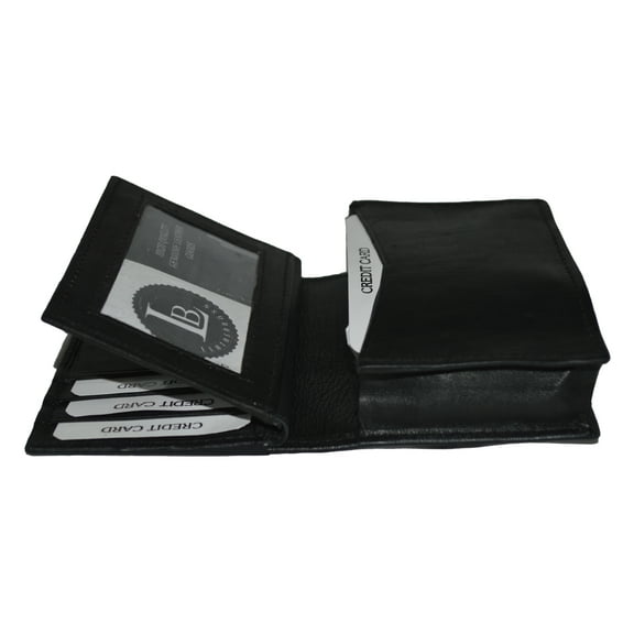 Credit Card and Business Card Holder with Extra Flap and Expandable Pocket