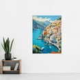 thumbnail image 2 of Amalfi Coast Artwork Blue Orange Green Italy Coastal Village Landscape Extra Large XL Wall Art Poster Print, 2 of 5