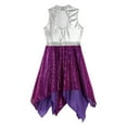 thumbnail image 6 of Zaldita Kids Girls Praise Dance Dress Color Block Sleeveless Asymmetrical Ballet Contemporary Dance Costume Purple 8, 6 of 7