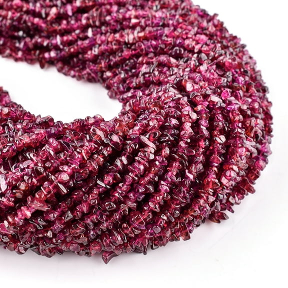 QNAVIC Natural Rhodolite Gemstone Beads Nugget Chips Drilled Stone Chakra Healing Crystals DIY Jewelry Making Wholesale Bulk Loose Supply Strand 33 inch (1 Strand)