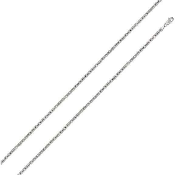 14K White Gold 1mm Cable Pendant Chain, FREE Microfiber Cloth, Diamond Cut Rolo Link Mens Womens Necklace, Giorgio Bergamo 16