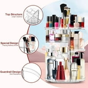 Rotating Makeup Organizer, Cosmetic Display Case with Brush Holder, DIY 8 Adjustable Layers Spinning Skincare Organizer