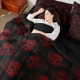 thumbnail image 4 of jejeloiu Gothic Skull 7-Piece Twin Bedding Sets,Red Black Bedding Comforter Set For Boys Girls Reversible, 4 of 8