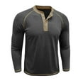thumbnail image 5 of Domuza Henley Shirts for Men Long Sleeve Casual Raglan Long Sleeve T Shirts Comfy Lightweight Regular-Fit Tops Fashion Button Down Blouse Dark Gray XXL, 5 of 5