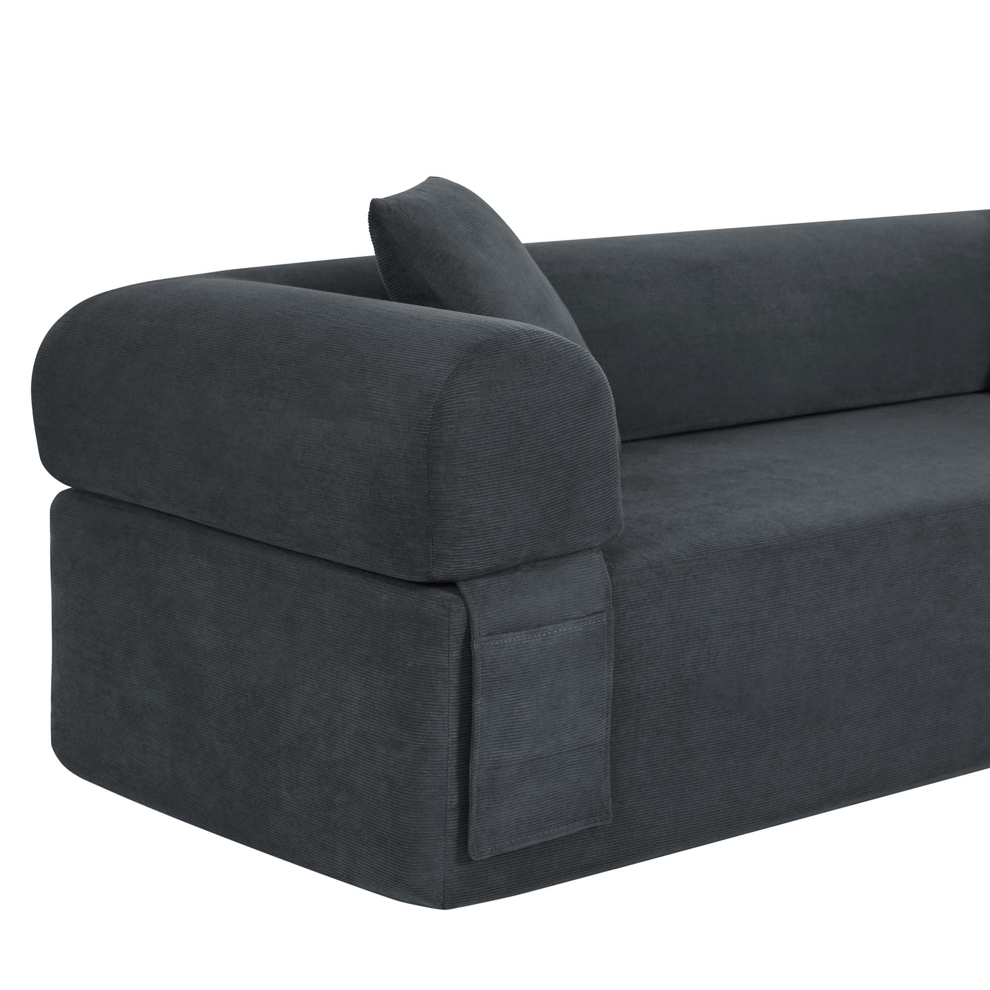 Miniyam 83" W 3 Seater Sofa Boneless Couches, No Assembly Needed, Modern Combination Sofa for Compact Living Rooms, Apartments, and Offices(Gray)