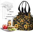 thumbnail image 4 of Sunflower Black Pattern Drawstring Insulated Lunch Bag for Women, Stain-Resistant Large Lunch Tote with Multi-Pockets for Work Office, 4 of 6