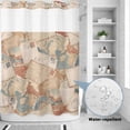thumbnail image 2 of No Hook Shower Curtain, Vintage Envelope Shower Curtains for Bathroom with See Through Top Window, Abstract Art Travel Maps Waterproof & Washable Bath Curtain 60"x72", 2 of 9