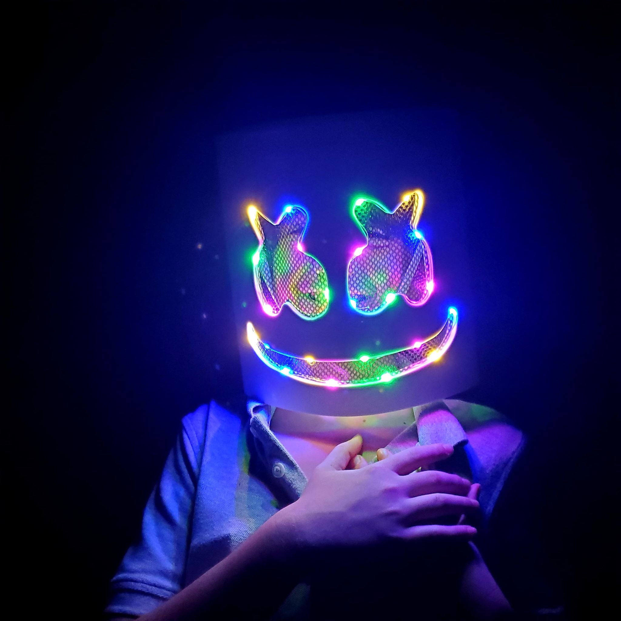 Marshmellow Helmet Dj Marshmellow Led Mask El Wire Rainbow Marshmallow Helmet Diy Costume Festival Rave Mask Light Up Marshmallow Mask Marshmellow Mask Walmart Com Walmart Com