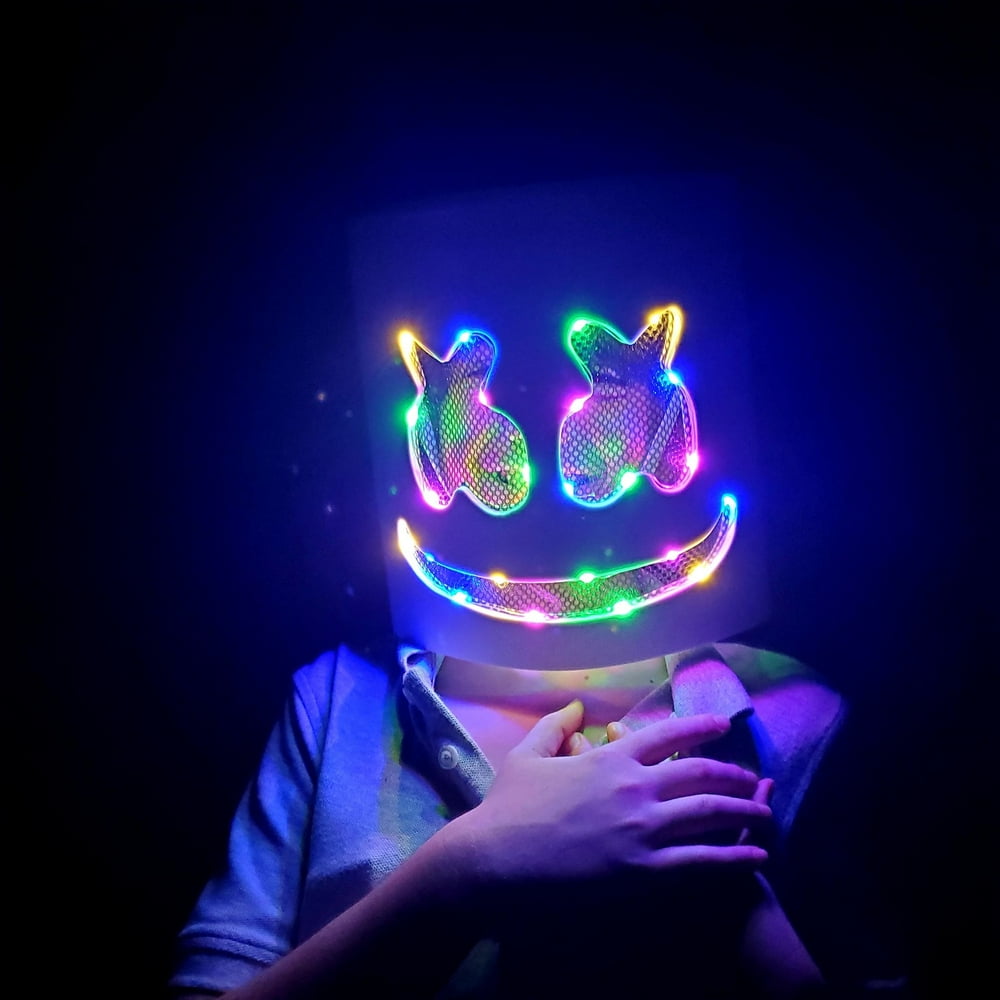 Marshmellow Helmet Dj Marshmellow LED Mask EL Wire Rainbow