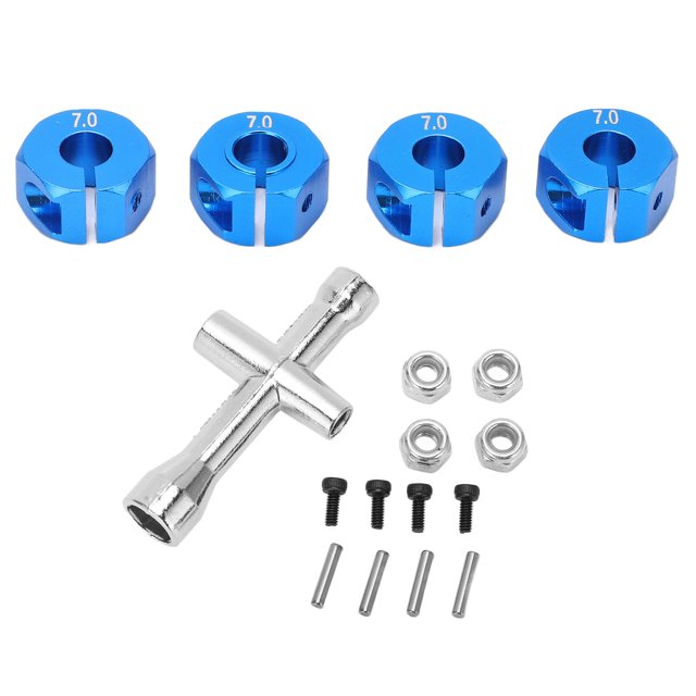 Adaptador de accionamiento de cubo de rueda de metal de aluminio de 12 mm y 7 mm para acoplador combinador de control remoto 1/10 Azul