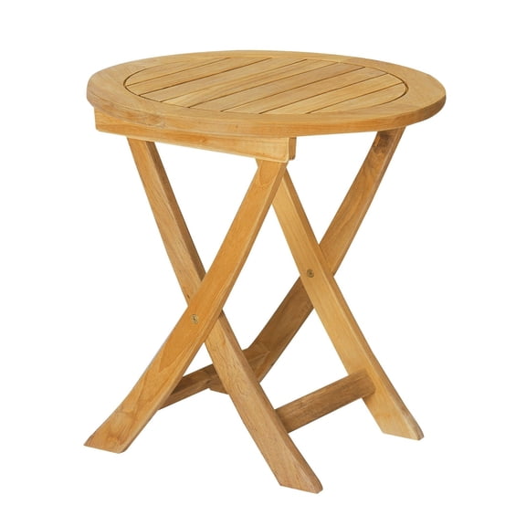 Perrie Round Teak Outdoor Folding Side Table