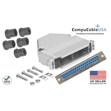 CompuCablePlusUSA.com Best DB37 Female Solder Type Connector Kit with DB37 Metal Hood+Strain Relief Grommet Best Complete DB37 Female Solder Type Set Fix/Make/Assembly Your own DB37 (Best Weed Strain App)