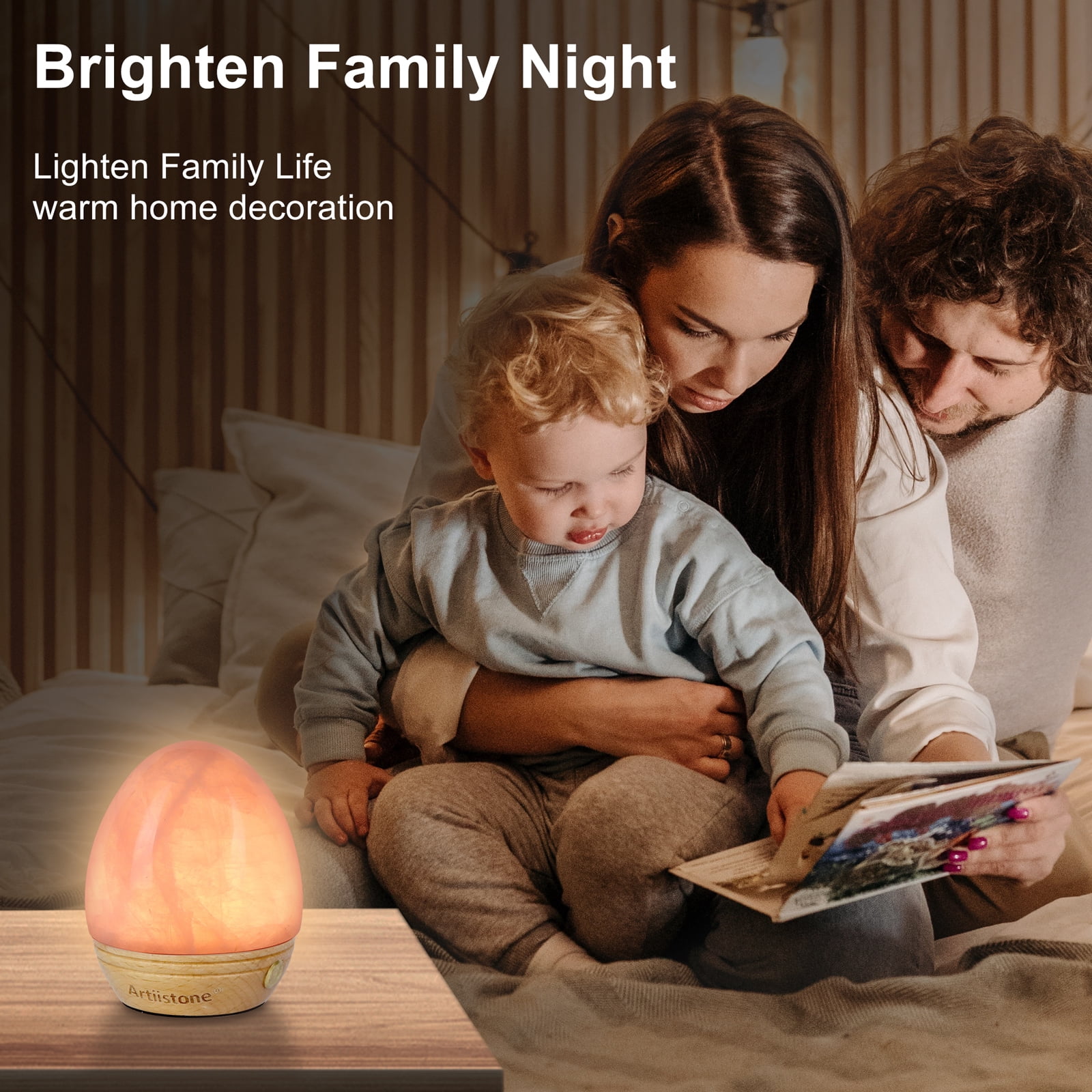 Artistone Rose Quartz Crystal Night Light Carved Gemstone USB Rechargeable Touch Sensor LED Lamp