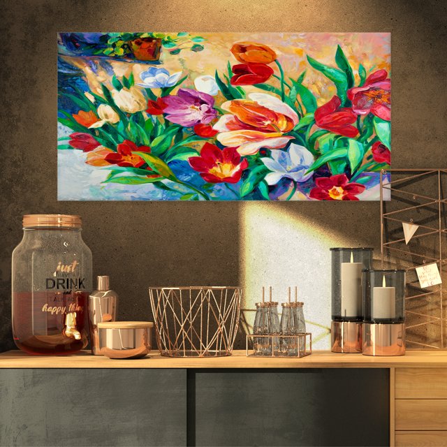 Bouquet de Fleurs Colorées - Grande Toile Murale Florale