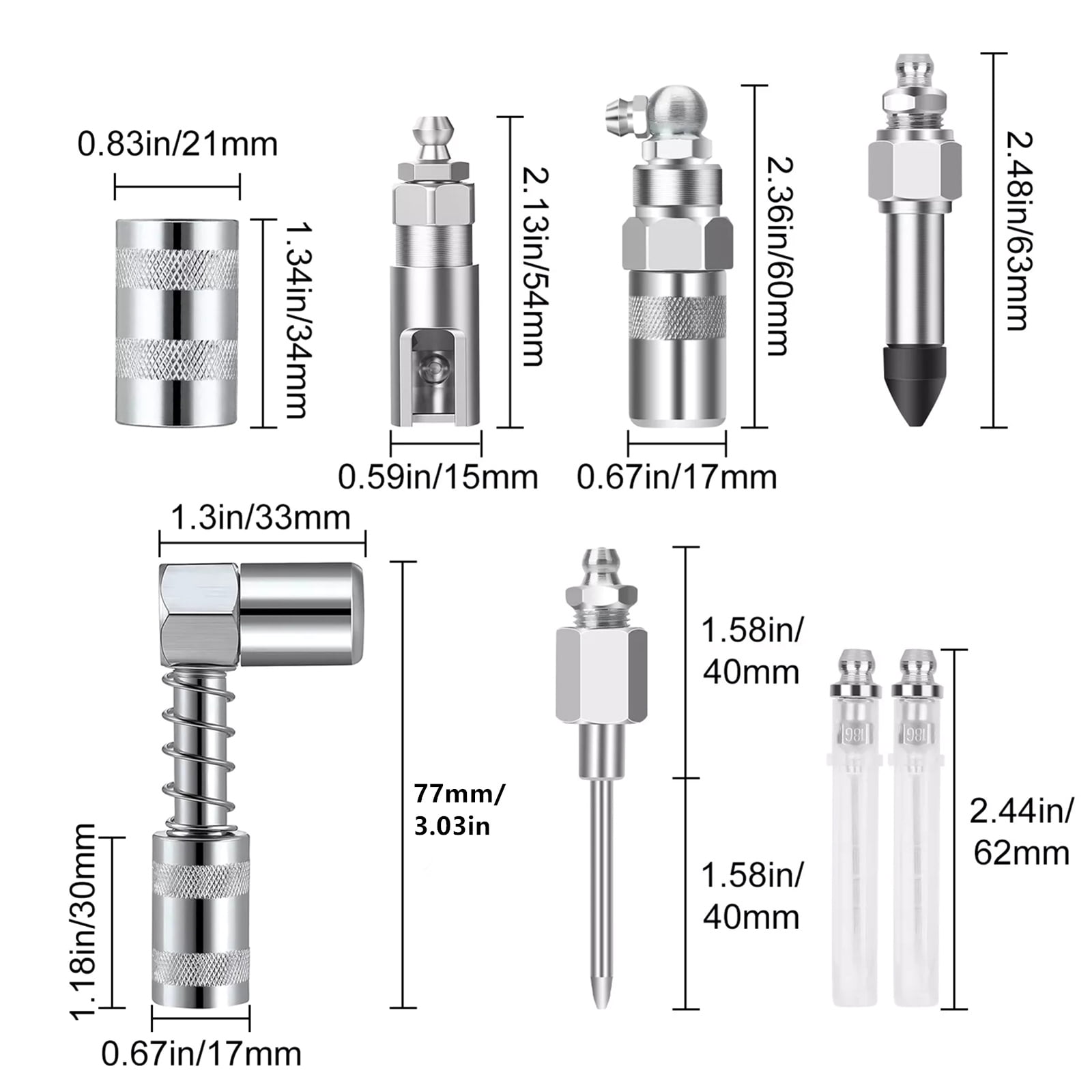 GUYUTING Versatile Steel Grease Needle Nozzles for Deep Hole Lubrication, Durable Material, Long-Lasting