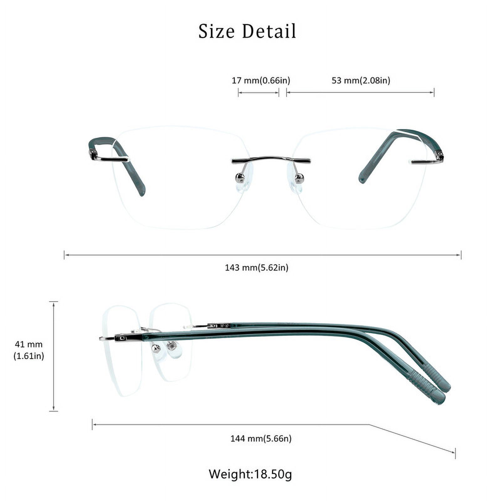 VisionGlobal Anti-Glare Blue Light Blocking Reading Glasses (Frameless, No Magnification)