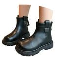 thumbnail image 3 of Toddler Boots,Girls Ankle Boots Stylish Short Boots Comfort Casual Kids Footwear,Kids Snow Boots,Z02 Black,9.5-10 Years, 3 of 9