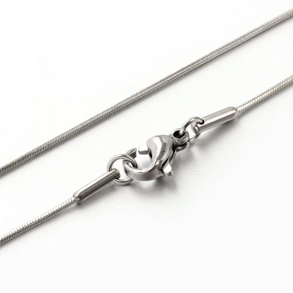 304 Stainless Steel 10 pc Tarnish Resistant 304 Stainless Steel Snake Chain Necklaces Stainless Steel color 17.7 inch(45cm) 0.9mm