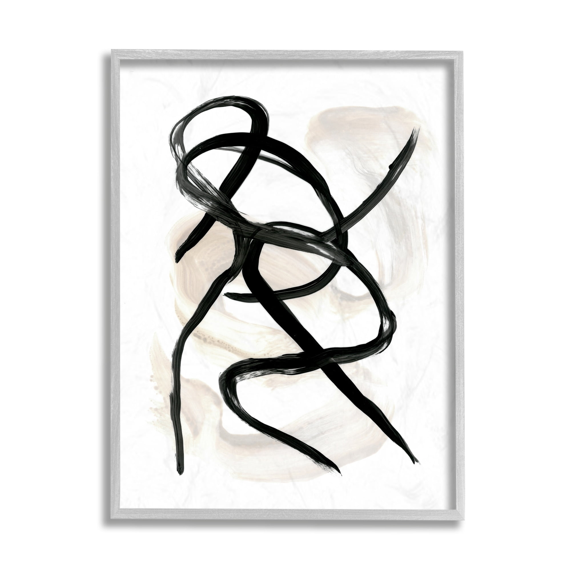 Stupell Industries Abstract Paint Strokes Layered Black Brown Gray Framed by Daphne Polselli