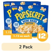 (2 pack) Pop Secret Microwave Popcorn, 100 Calorie Butter Flavor, 1.1 oz Mini Bags, 12 Ct