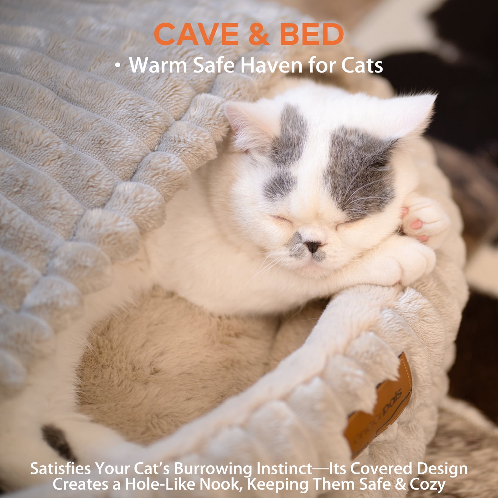 CheerPals Pet Cave, 20in Fluffy Soft Covered Cat Bed for Indoor Kitty Puppy(Light Gray)