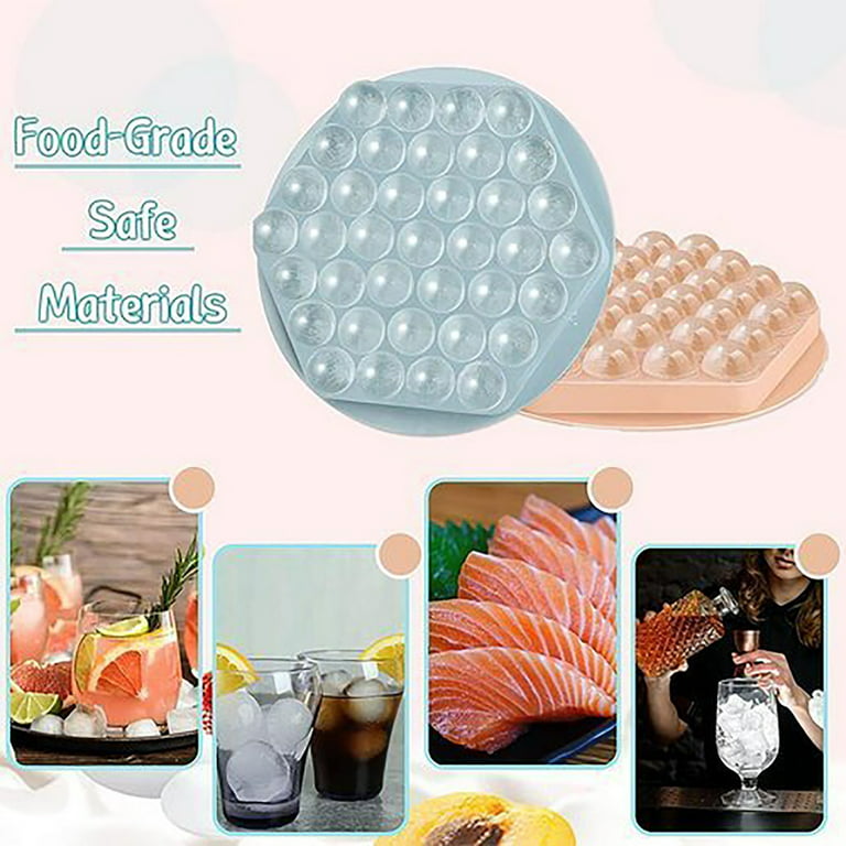 Christmas Decorations Hexagon Round Ice Cube Tray With Lid Mini Circle Ball  Maker Mold For Freezer Sphere Cocktail Whiskey Tea Coffee