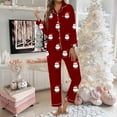 thumbnail image 2 of Women's Pajama Sets – Soft Bamboo Lounge Sets, Comfortable Cooling Sleepwear Women's Christmas Printed Button Pocket Long Sleeved Pants Home Sleepwear Set, 2 of 5