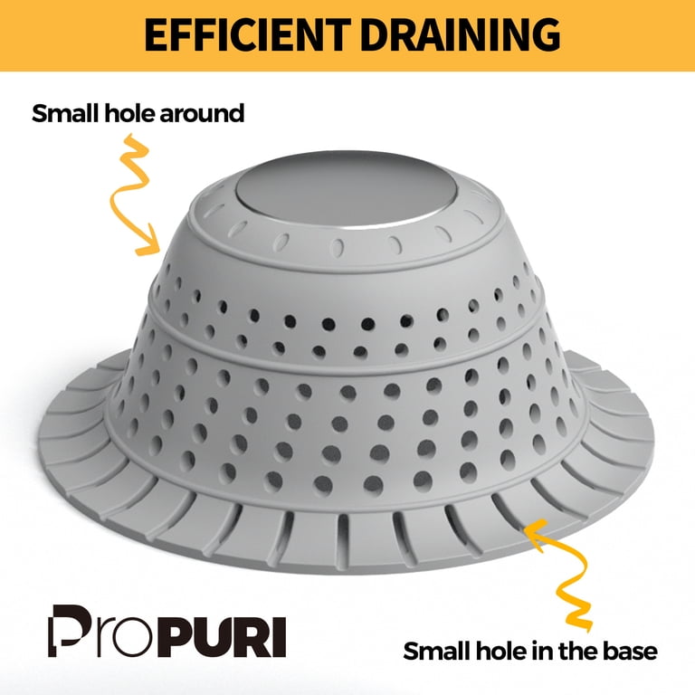 Propuri Bathtub Drain Hair Catcher, Silicone, 2-Pack Gray photo 5