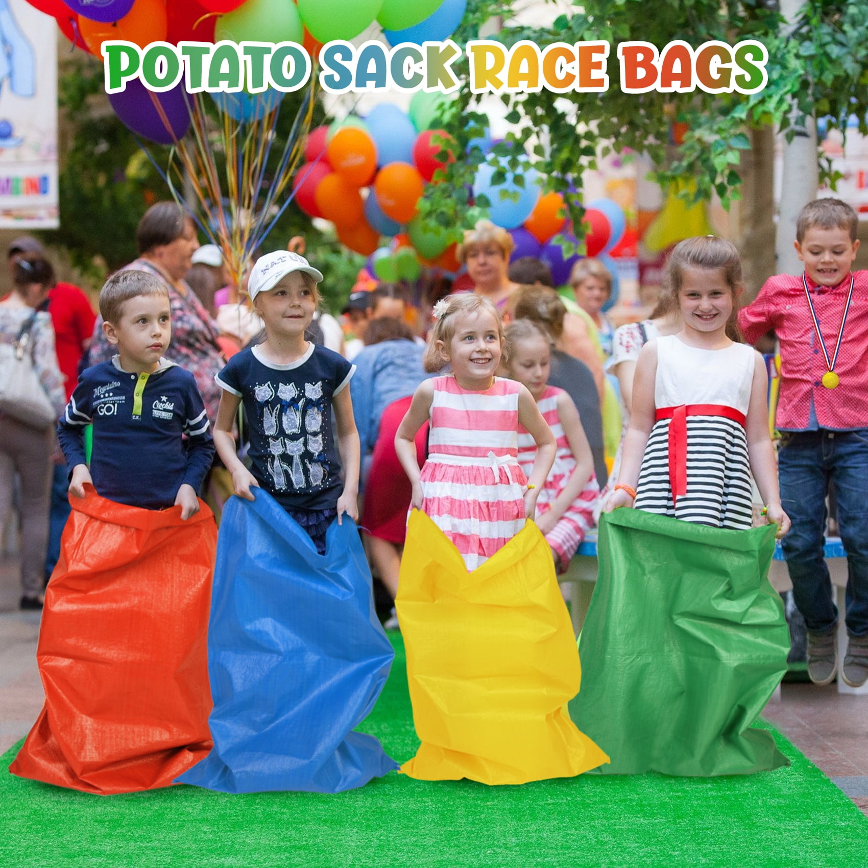 Zsiparty 29 Pcs Potato Sack Race Bags, 3 Legged Race Bands, Summer Toys Outdoor Games for Kids & Family