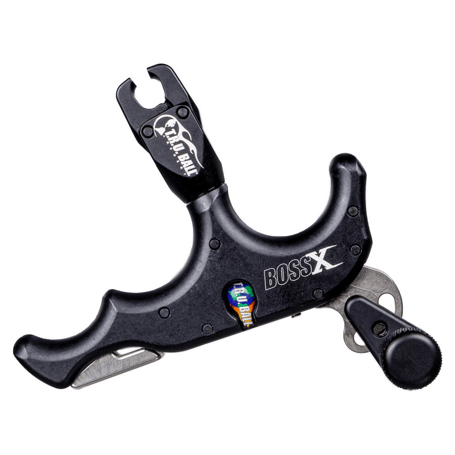 T.R.U. Ball Boss X 3 Finger Archery Release Black Aluminum Handle Crisp Trigger for Consistent Performance (TBX3-BK)