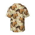 thumbnail image 2 of Xecao offers the Retro Squirrel for Men's Casual Short-sleeved Shirt, a button-up collared shirt with a pocket, perfect for beach vacations and yacht travel in the XX-Large size., 2 of 7