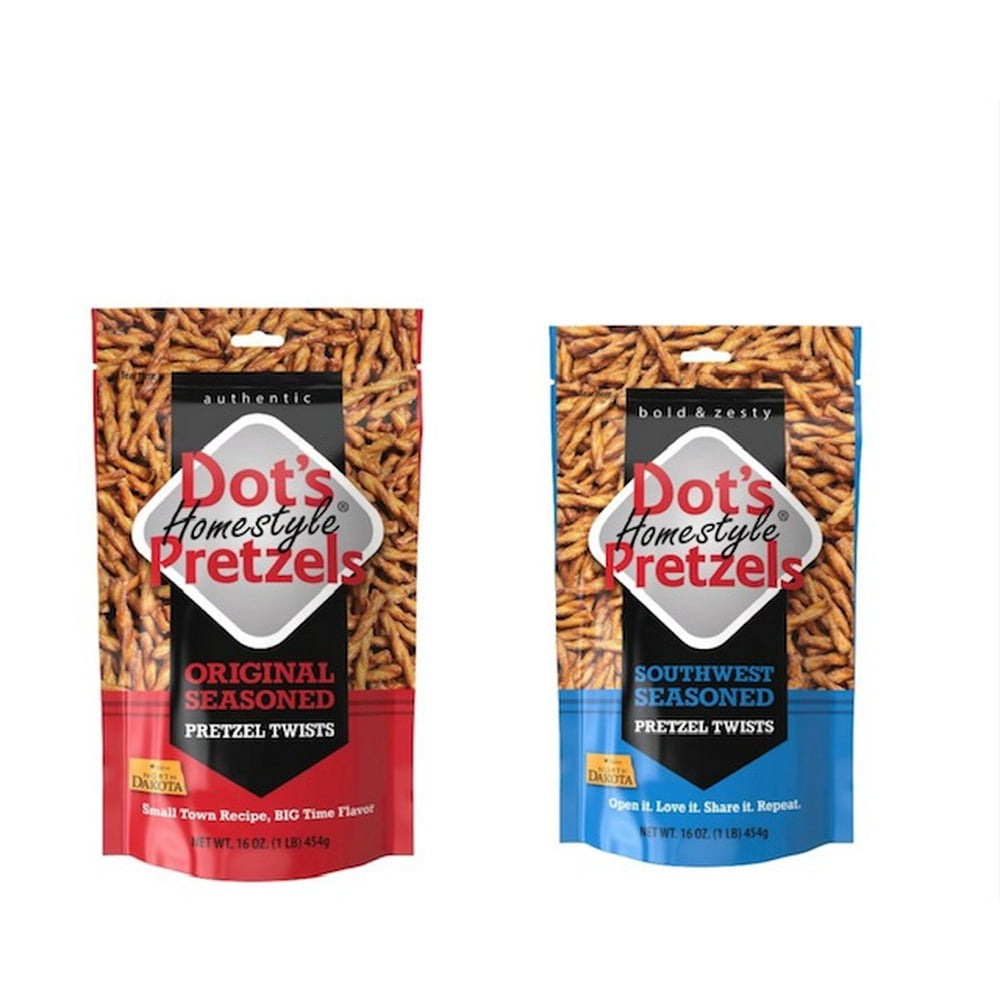 Dot's Homestyle Pretzels Variety Pack 1 lb Seasoned and 1 lb Southwest Seasoned (2 bags total
