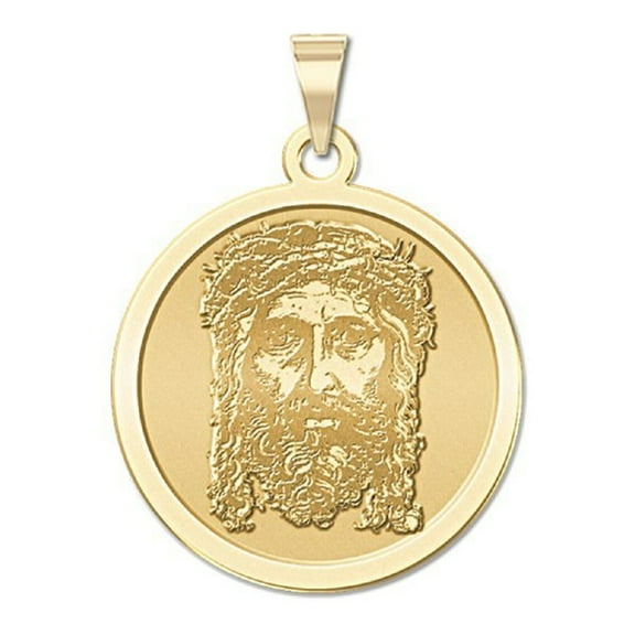 Picturesongold.Com Holy Face of Jesus Religious Medal Necklace Pendants Adult-2/3 in 14K Yellow Gold