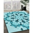 thumbnail image 3 of Ahgly Company Machine Washable Indoor Rectangle Transitional Tron Blue Area Rugs, 3' x 5', 3 of 7