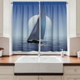 thumbnail image 2 of Ambesonne Nautical Kitchen Curtains, Sail Boat Wavy Serene, 55"x39", Violet Blue, 2 of 3