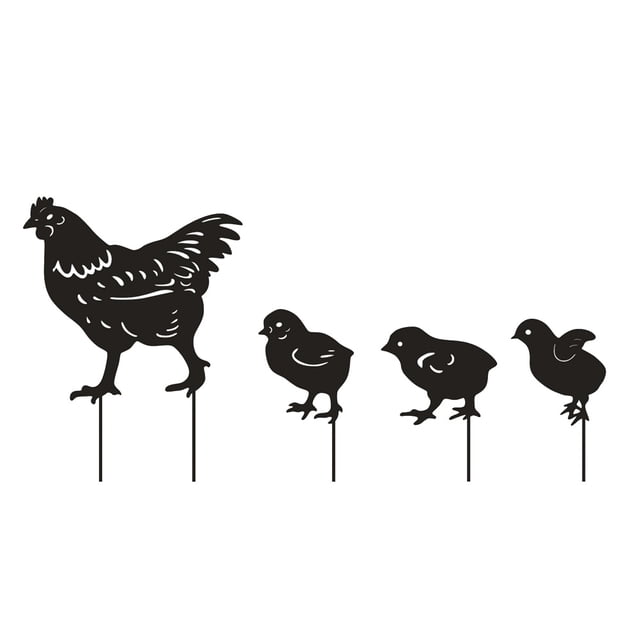 1 Conjunto de estacas de metal Stakes Yard Metal Stakes Mother Hen con chicks estacas