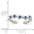 thumbnail image 3 of 925 Sterling Silver Blue Cubic Zirconia Cz Heart Adjustable Toe Ring Open Midi, 3 of 10