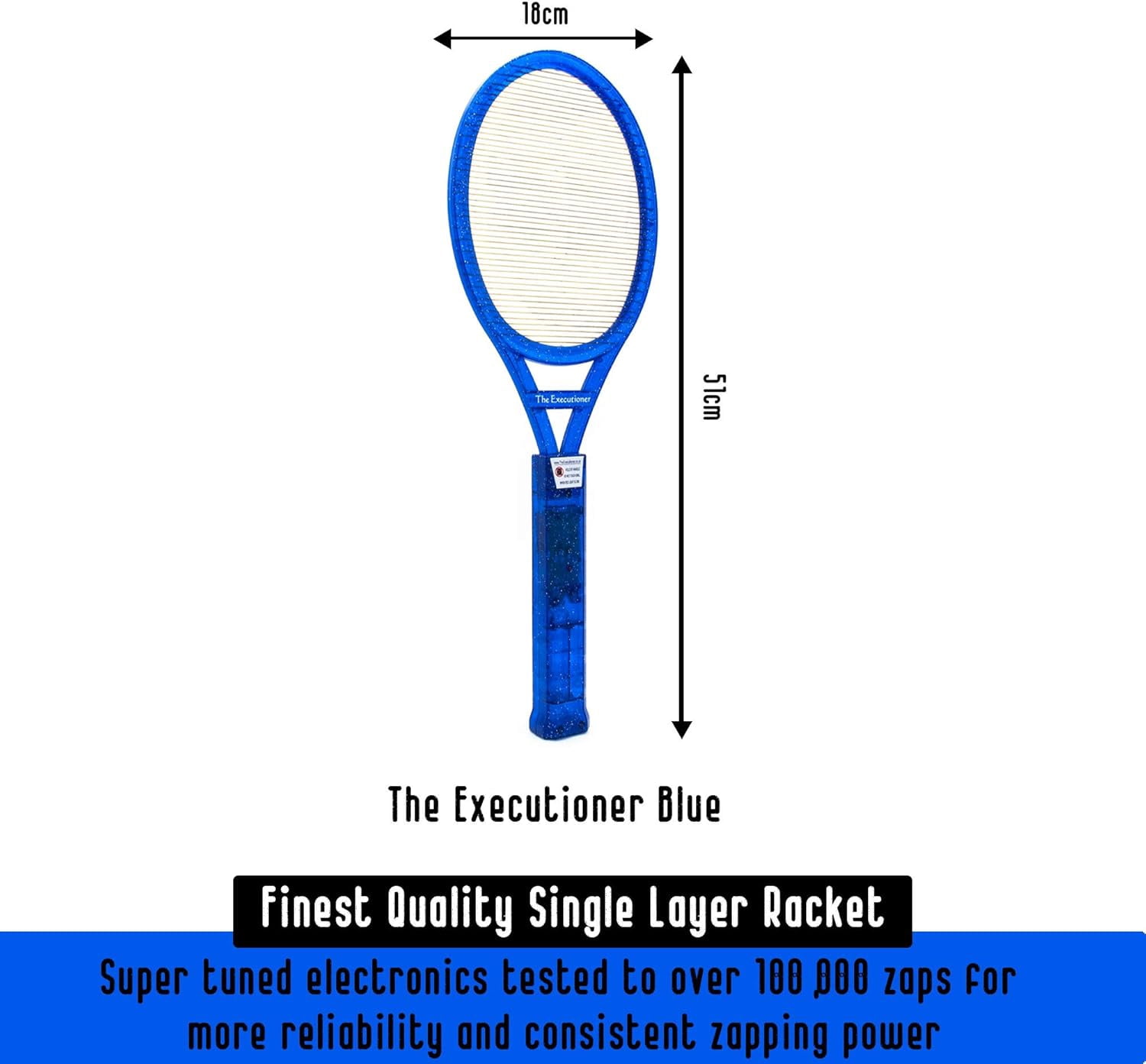 The Executioner Blue Fly Swatter Racket Mosquito Bug Zapper 50cm Long