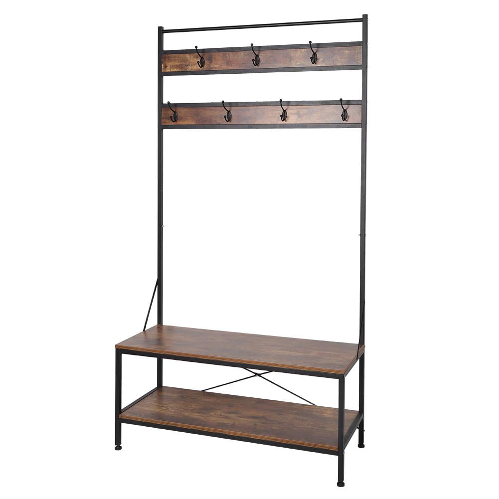 Mgaxyff Hall Tree with Storage Bench, Entryway Shoe Rack Bench with 7 ...