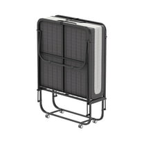 31in-Folding Rollaway Guest Bed with 4" Thick Mattress and Wheels, Portable Foldable Bed for Bedroom, Home Office-Single Cot