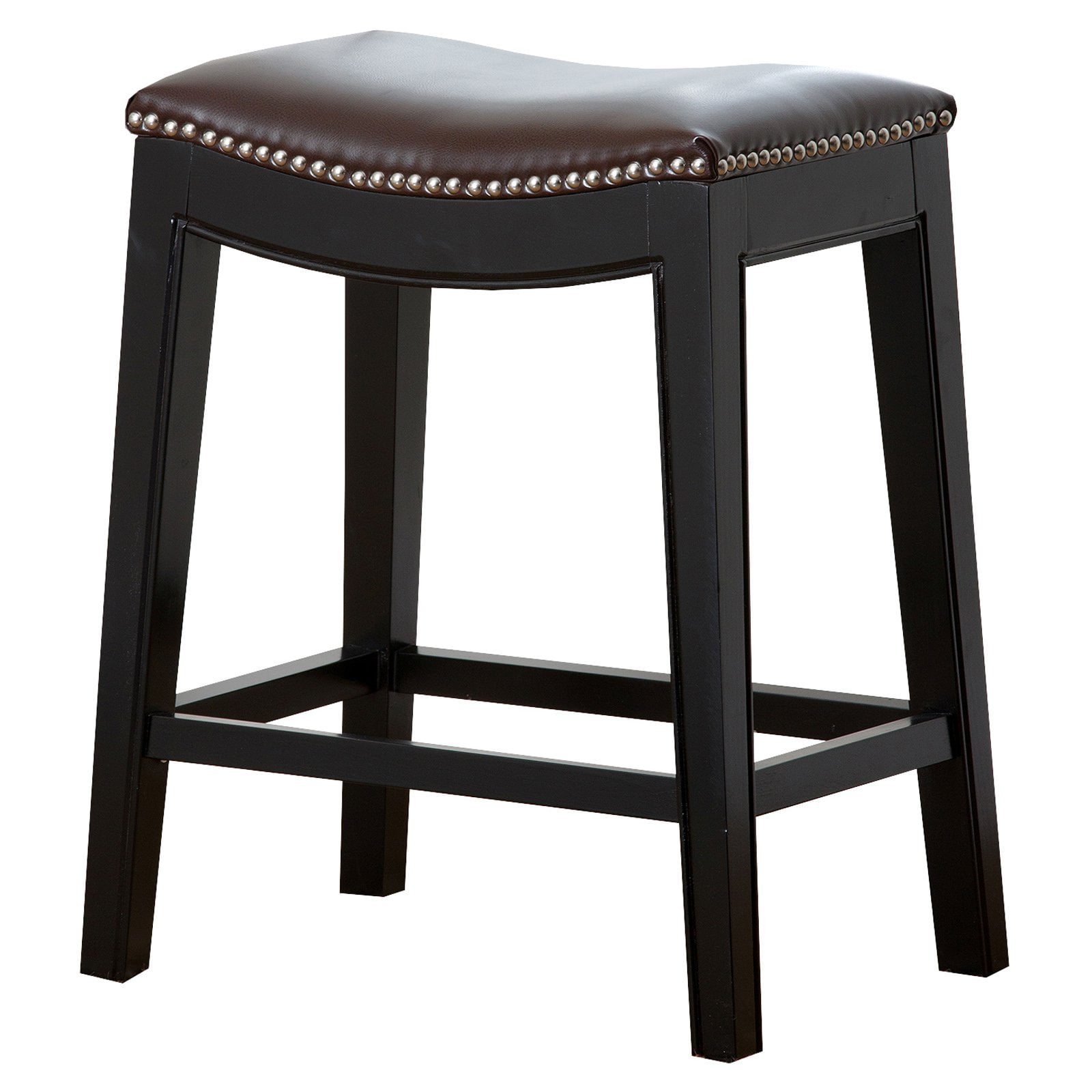 Abbyson Reagan Dark Brown Leather Nailhead Trim Counter Stool - Walmart.com - Walmart.com